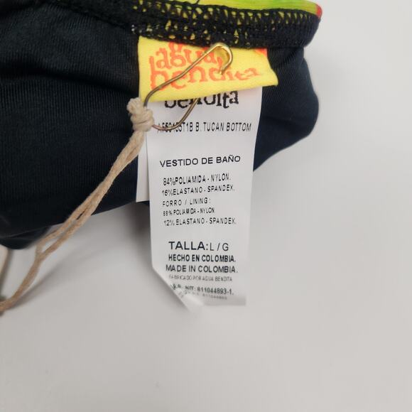 Agua Bendita Tucan Bikini Bottom Size Large NWT Tie Sides Adjustable Ruched - Picture 7 of 8